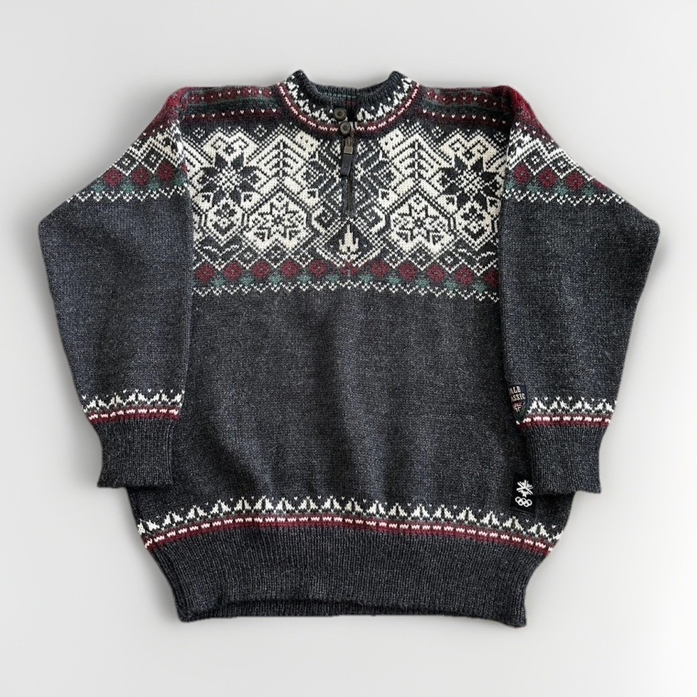 Dale Norway Sweater Mens Small Black Wool Fair Isle Salt Lake Olympics 2002 Knit
